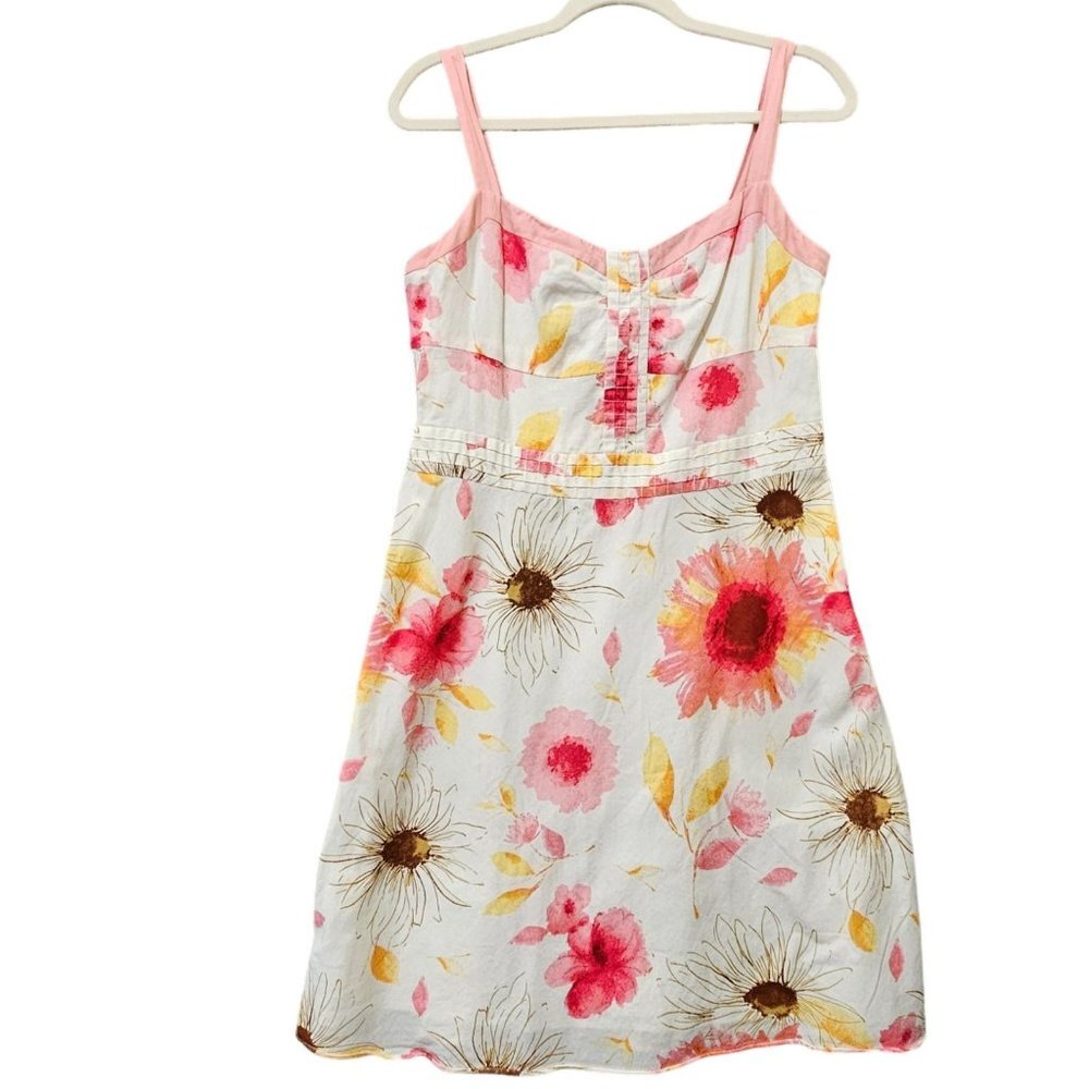 Ann Taylor y2K Sundress Womens 10P 100% Cotton Pink Floral Sleeveless